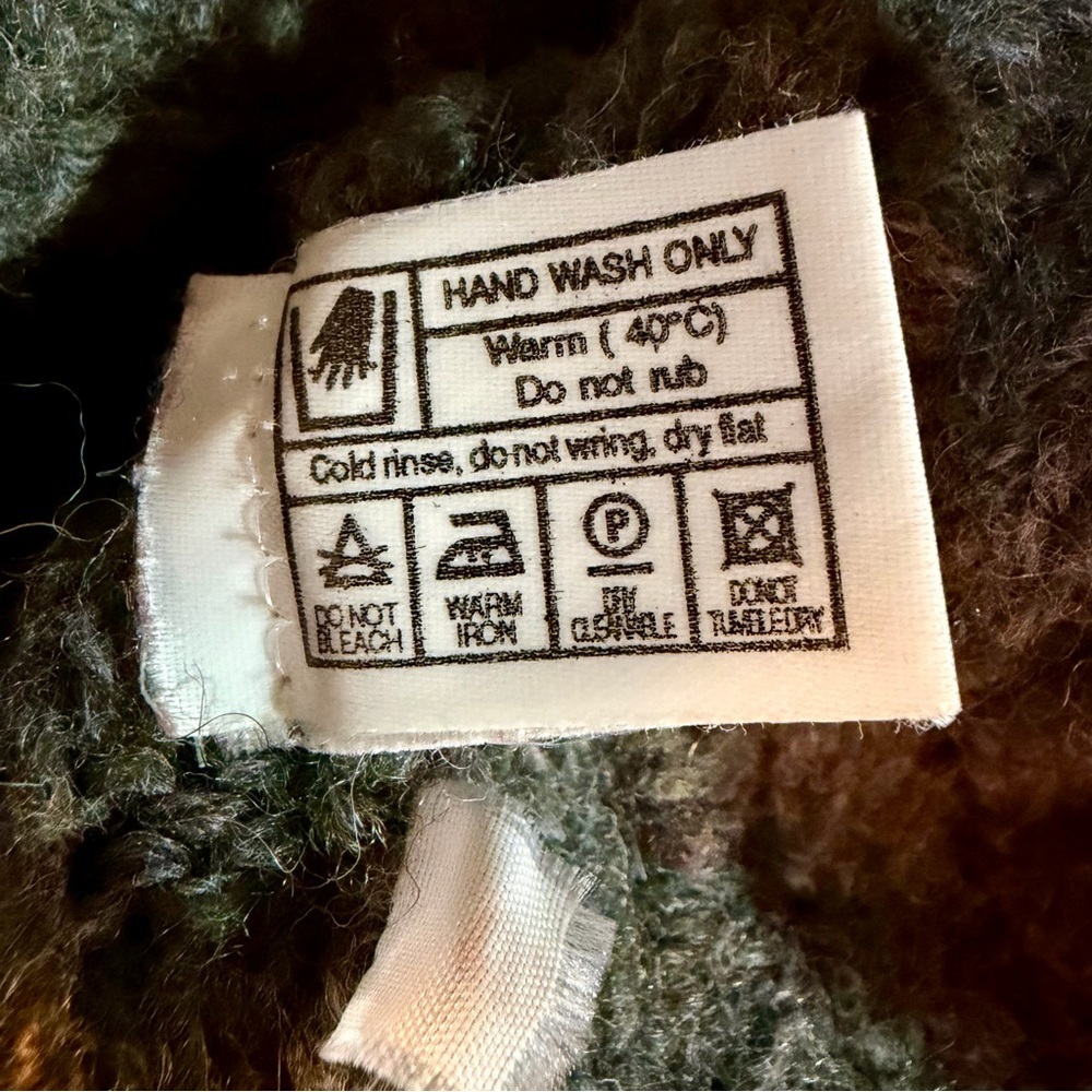 West Highland Woollens Scottish Wool Cable Knit Mock-Neck Sweater in Green/Gray - Picture 15 of 15
